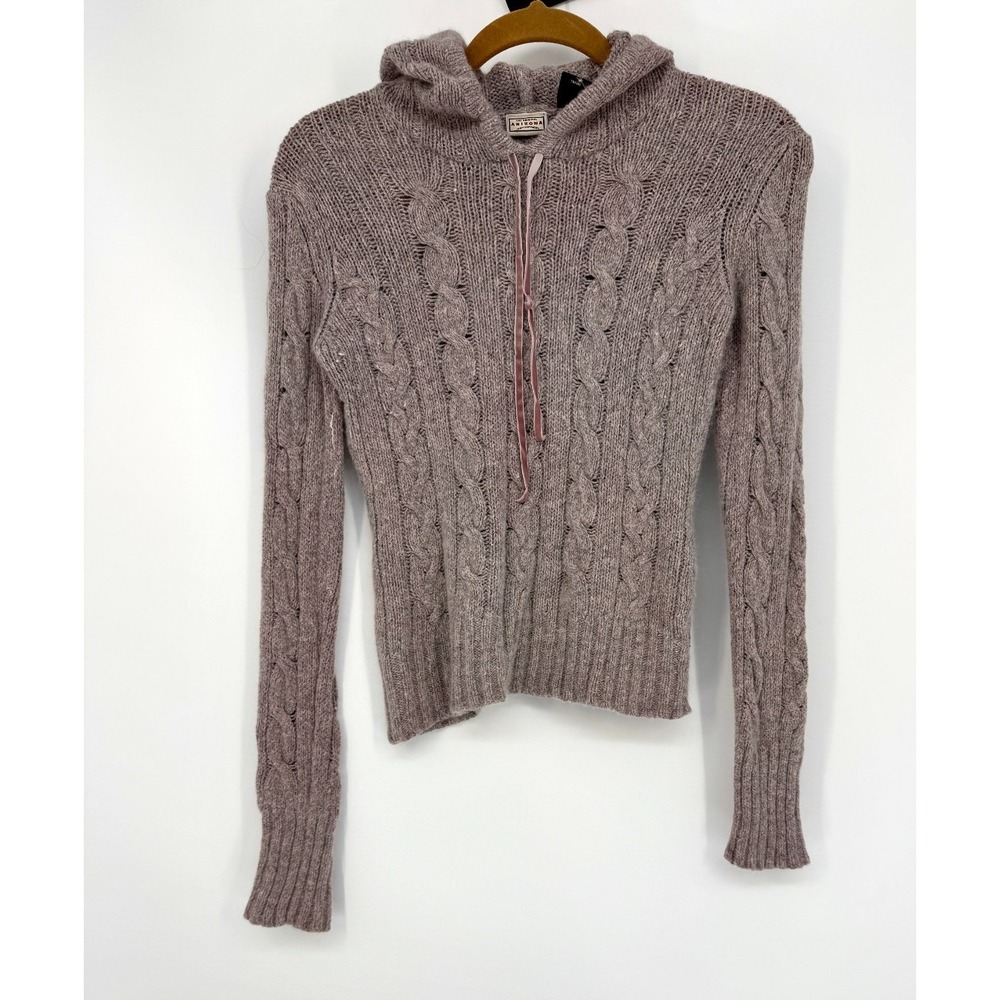 Arizona Jean Co Cable Knit Hoodie Sweater S Soft Cozy Y2K Boho Preppy Knit